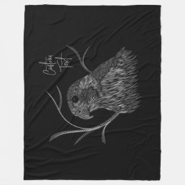 筆跡のある木の枝のペレグリン《鳥》ハヤブサ フリースブランケット