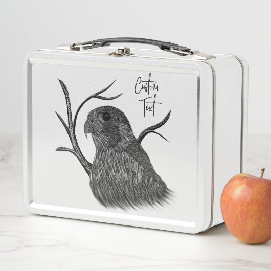 筆跡のある木の枝のペレグリン《鳥》ハヤブサ メタルランチボックス (インサイチュ)