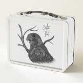 筆跡のある木の枝のペレグリン《鳥》ハヤブサ メタルランチボックス (裏面)