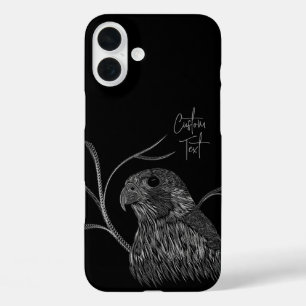 筆跡のある木の枝のペレグリン《鳥》ハヤブサ iPhone 16 PLUSケース