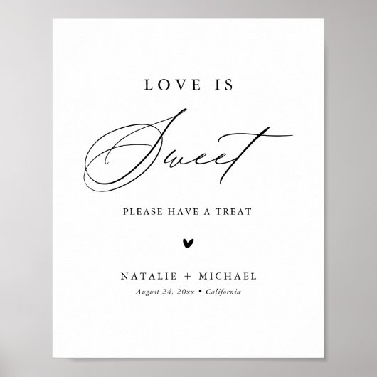 筆跡の愛は甘いデザートテーブルバーサイン ポスター (正面)
