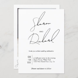 筆跡の白黒の写真を結婚スクリプト化 招待状