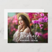 筆跡インクペンスクリプト卒業発表 ポストカード (正面/裏面)