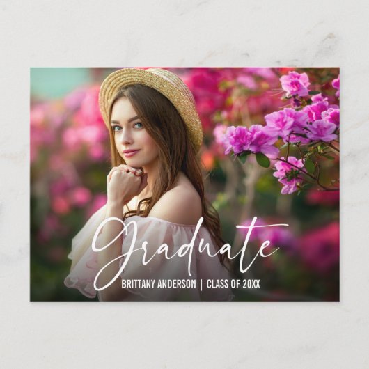 筆跡インクペンスクリプト卒業発表 ポストカード (正面)