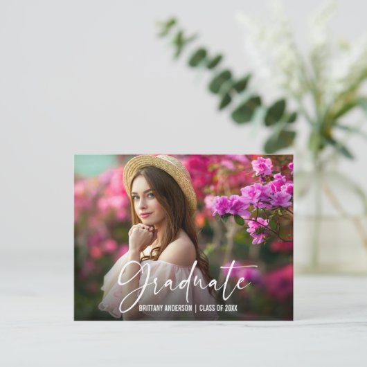 筆跡インクペンスクリプト卒業発表 ポストカード (スタンド正面)