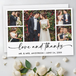 筆跡インクペンスクリプト5枚結婚の写真 サンキューカード