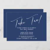 筆跡エレガントは遅結婚海軍 招待状 (正面/裏面)