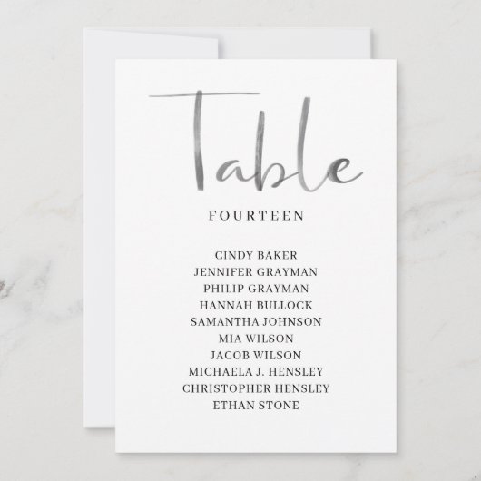 筆跡テーブル番号座席表カード 招待状 (裏面)