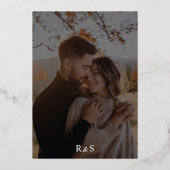 筆跡書ミニマル道白写真結婚ズ 箔招待状 (裏面)