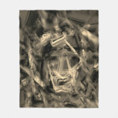 「筆跡」で染めたベージュ色の曲がった正方形 フリースブランケット (正面)