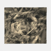 「筆跡」で染めたベージュ色の曲がった正方形 フリースブランケット (正面(横))