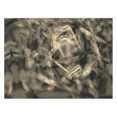 「筆跡」で汚れた曲がったベージュの正方形 テーブルクロス (正面(横))