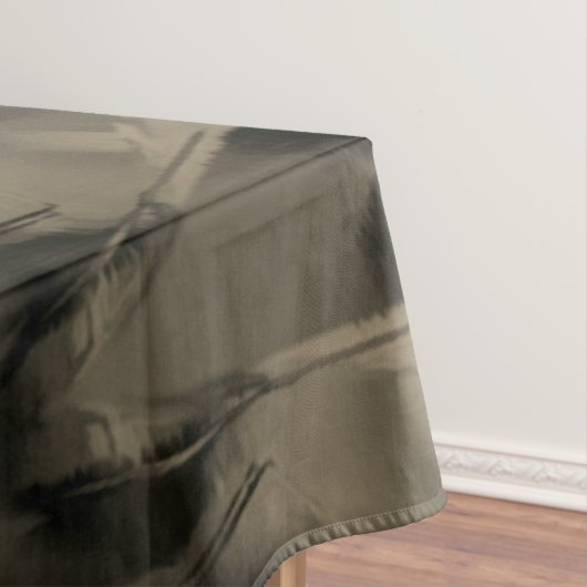 「筆跡」で汚れた曲がったベージュの正方形 テーブルクロス (インサイチュ)