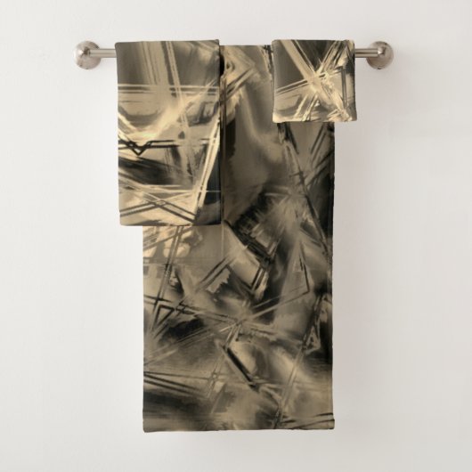 「筆跡」で汚れた曲がったベージュの正方形 バスタオルセット (インサイチュ)