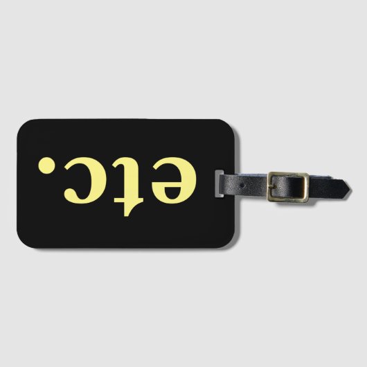 等トレンディーブラック&イエローはっきりしたタイポグラフィ旅行 ラゲッジタグ (正面横)