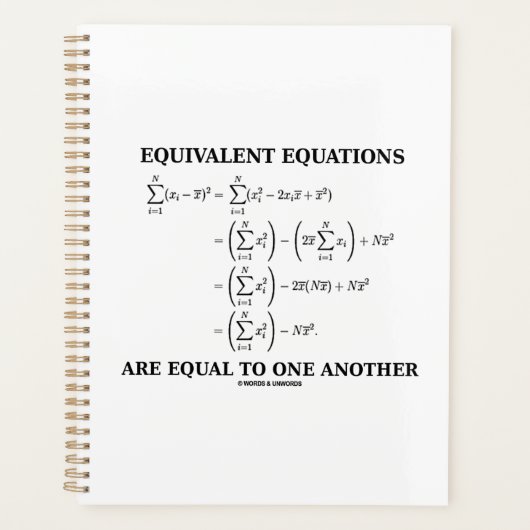 等価方程式は互いに等しい プランナー手帳 (正面)