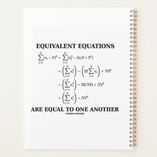 等価方程式は互いに等しい プランナー手帳 (裏面)