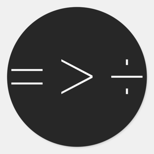 等値は除素晴らし算の黒より大きい ラウンドシール (正面)