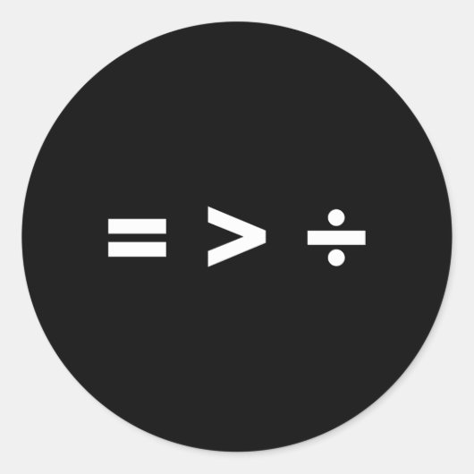 等号は素晴らし割算数記号代数Eより ラウンドシール (正面)