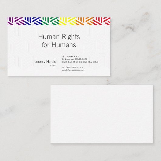 等大の織り方の虹の旗 名刺 (正面/裏面)