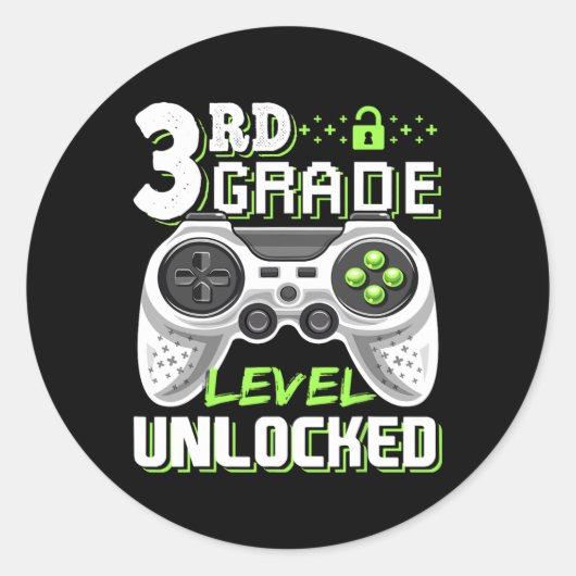 等級レベルのロック解除されたビデオゲーム新学期少年 ラウンドシール (正面)