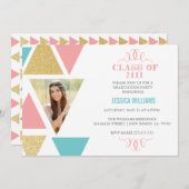 等角三角形の卒業の招待 招待状 (正面/裏面)