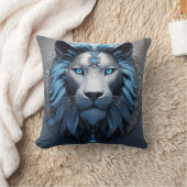 等角投影スタイルのジオメトリックライオンの頭を説明する クッション (ブランケット)