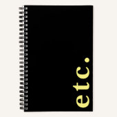 等黒スタイリッシュと黄色のスクリプはっきりしたト ノートブック (正面)