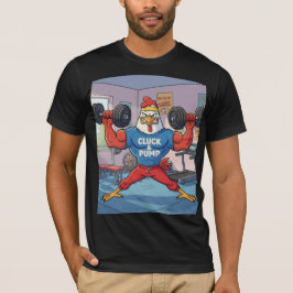 筋トレに励むニワトリのTシャツ フィットネス ユーモア Tシャツ