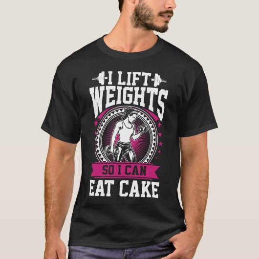 筋トレ ウェイト 食事 ケーキ フィットネス ジム トレーニング Tシャツ (正面)
