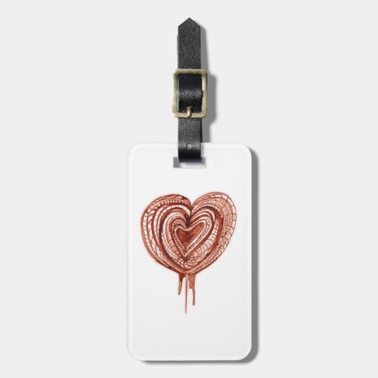 筋ポンプ(ハート)スケッチ ラゲッジタグ (正面縦)