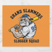 筋力のあるブルドッグ野球チーム・スピリット スパークリングワインラベル (シングルラベル)