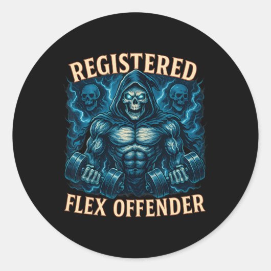 筋力死没者登録flex犯罪人おもしろい ラウンドシール (正面)
