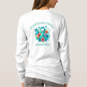 筋無力症ティール（緑がかった色）認識度リボン Tシャツ (裏面)