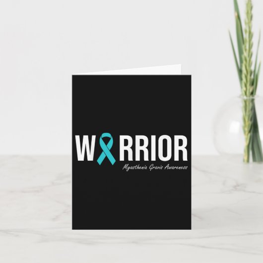 筋無力症認識度ティール（緑がかった色）リボン カード (正面)