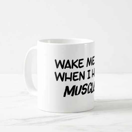 筋肉がついたら目を覚ます コーヒーマグカップ (正面左)