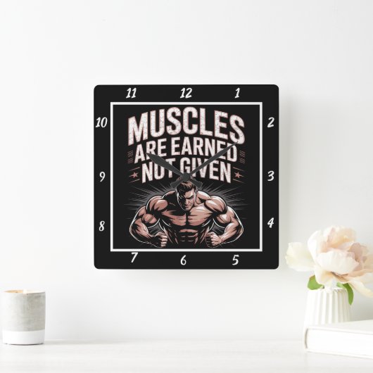 筋肉がジムで与えない スクエア壁時計 (ホーム)