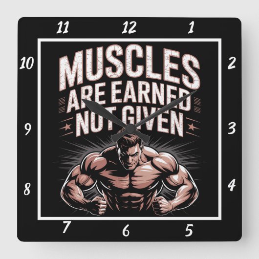 筋肉がジムで与えない スクエア壁時計 (正面)
