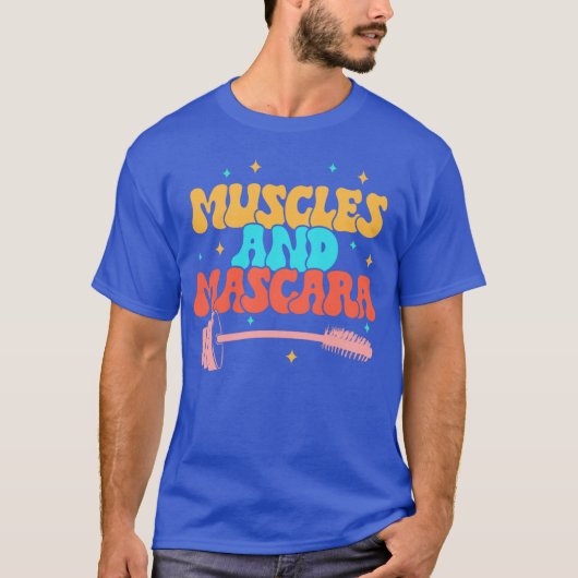筋肉とマスカラのメイクアップ フィットネストレーナー Tシャツ (正面)