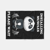 筋肉のインストールお待ち可愛いジムパンダ体 フリースブランケット (正面(横))