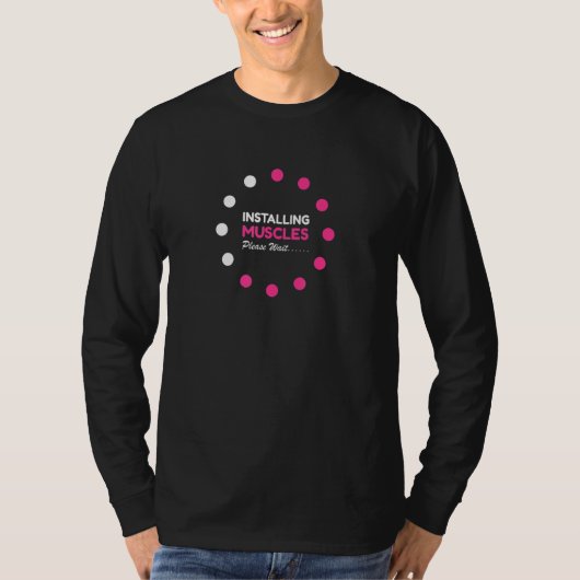 筋肉のインストール待ってTeeかわいいトレーニングGy Tシャツ (正面)