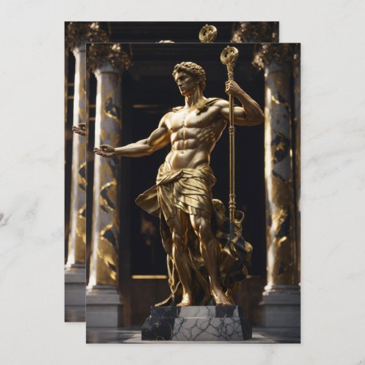 筋肉の付いたギリシャの神像の像 招待状 (正面/裏面)