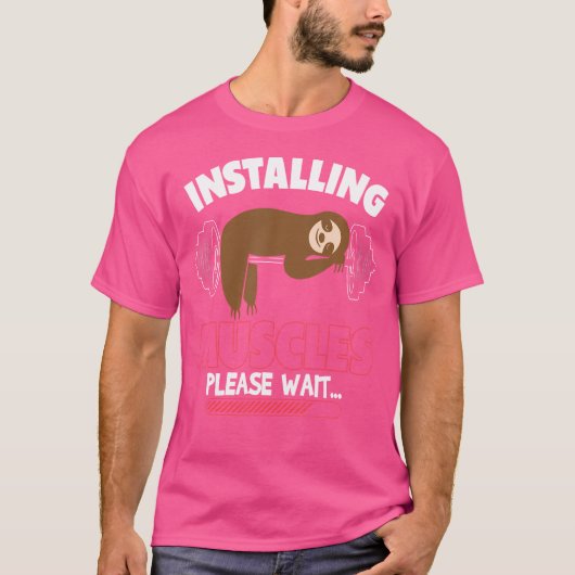 筋肉の取り付けスロスウェイト持ち上げフィットネスMo Tシャツ (正面)