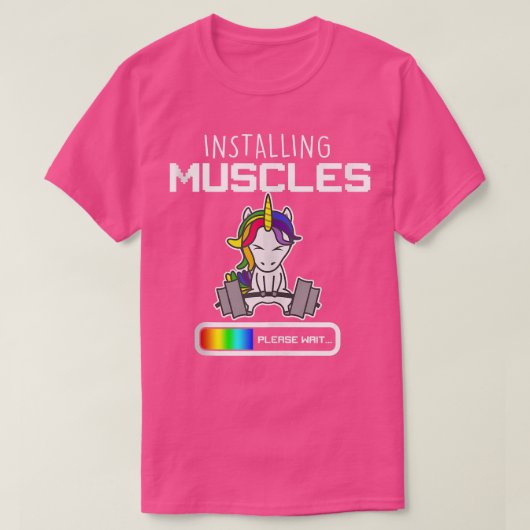 筋肉の取り付けユニコーンの取り付けおもしろい解除 Tシャツ (デザイン正面)