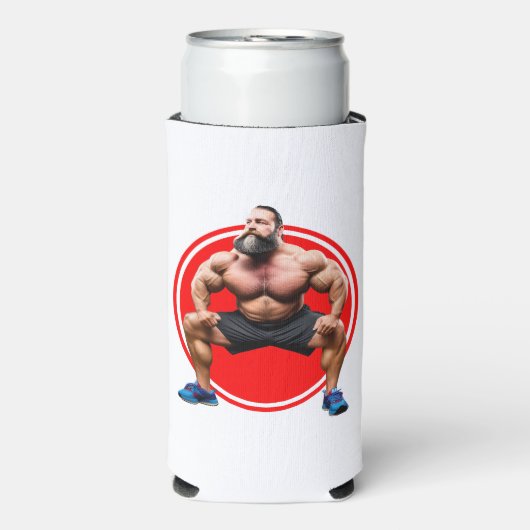 筋肉ひげを生やした スリム缶クーラー (Seltzer正面)