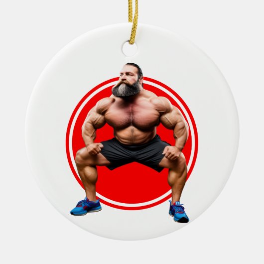 筋肉ひげを生やした セラミックオーナメント (正面)