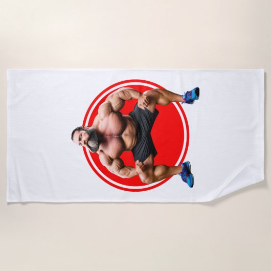 筋肉ひげを生やした ビーチタオル (正面)