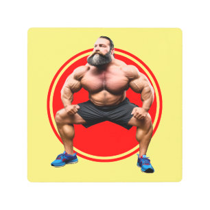 筋肉ひげを生やした メタルプリント