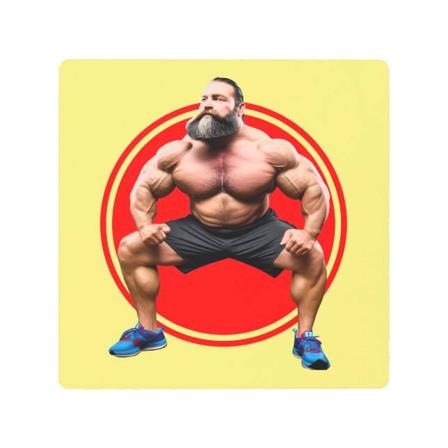 筋肉ひげを生やした メタルプリント (正面)