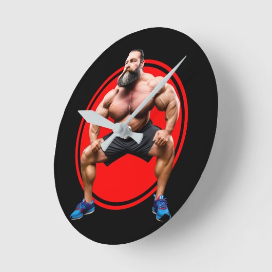 筋肉ひげを生やした ラウンド壁時計 (傾斜)